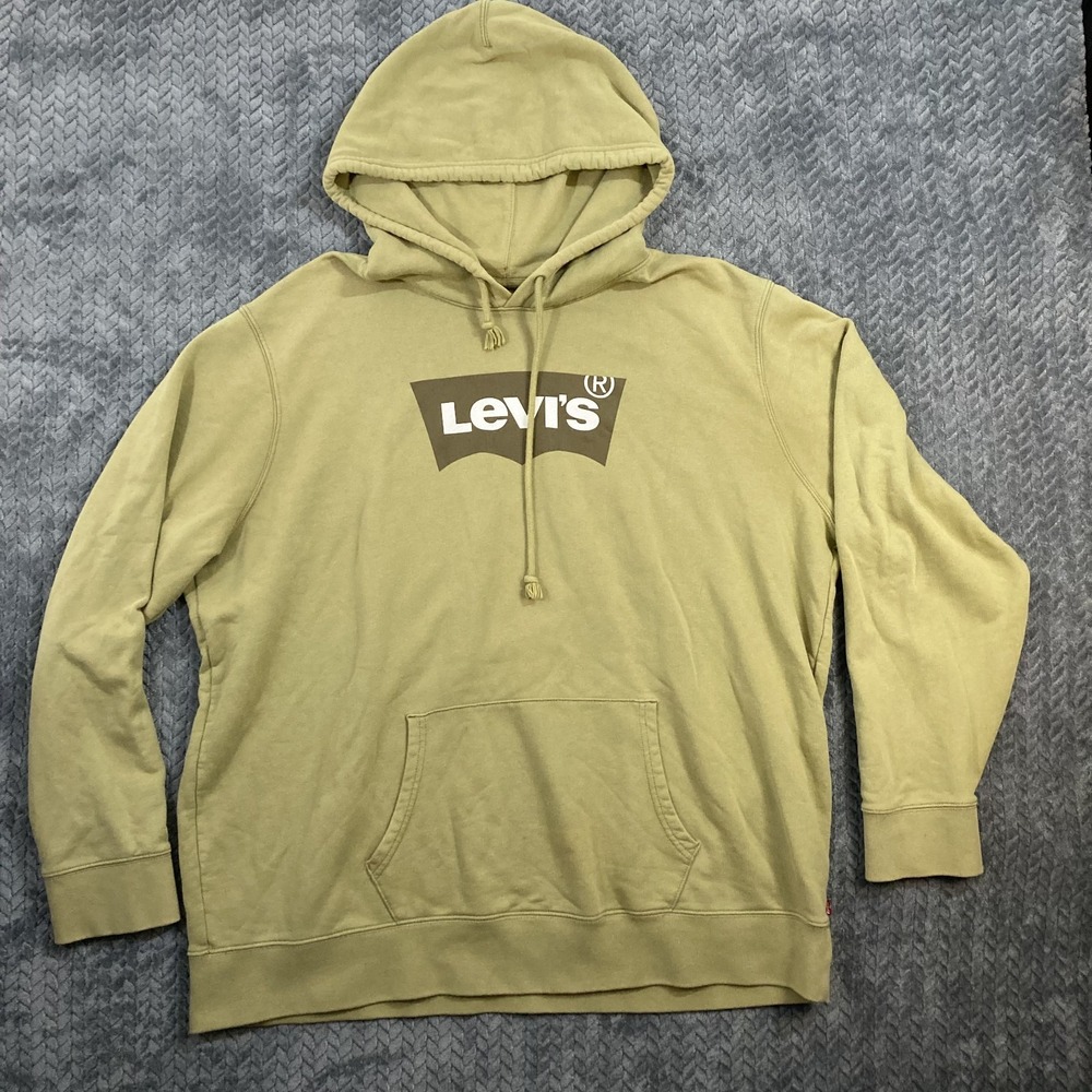 Levis Hoodie Mens 2XL Green Pullover Logo Fleece Sweatshirt Casual
